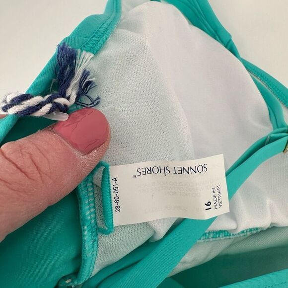 NWT Sonnet Shores Turquoise Tankini Size 16W XL Ruched Hi Waisted Bottoms - Picture 13 of 16